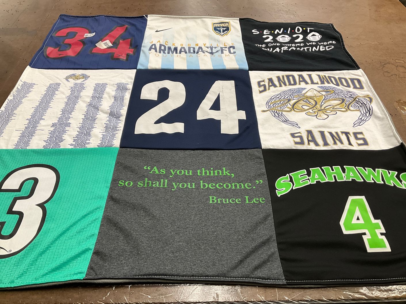 T-shirt quilt featuring seahawks by Gina from FL