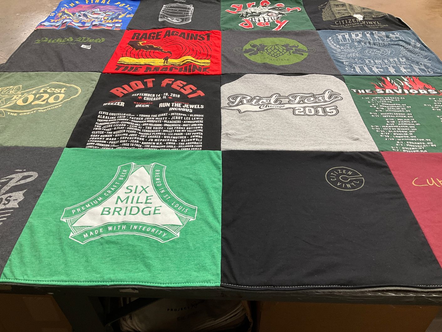 T-shirt quilt with music, festivals themes by Sue from NC