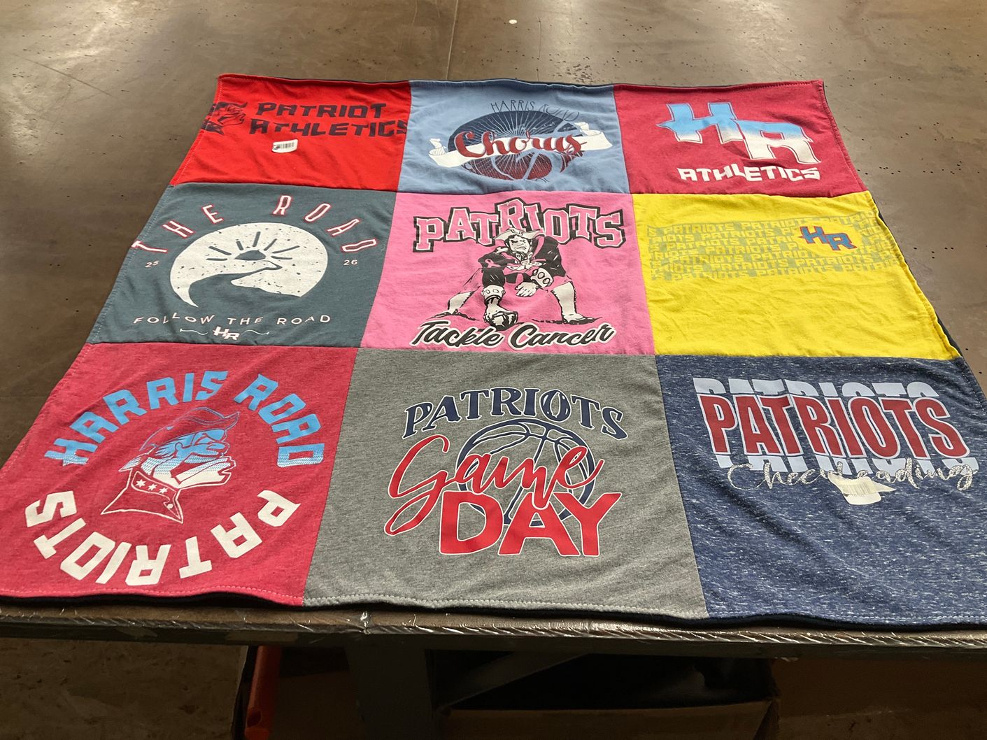T-shirt quilt featuring harris road patriots by Liz from NC