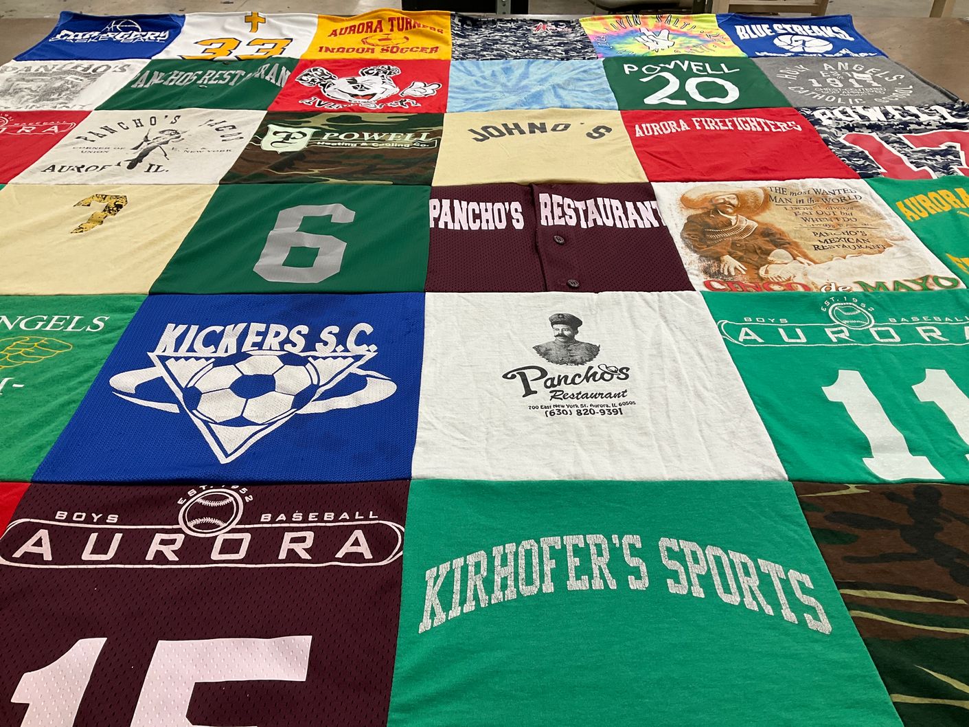 T-shirt quilt with soccer, baseball themes by Alyssa from IL