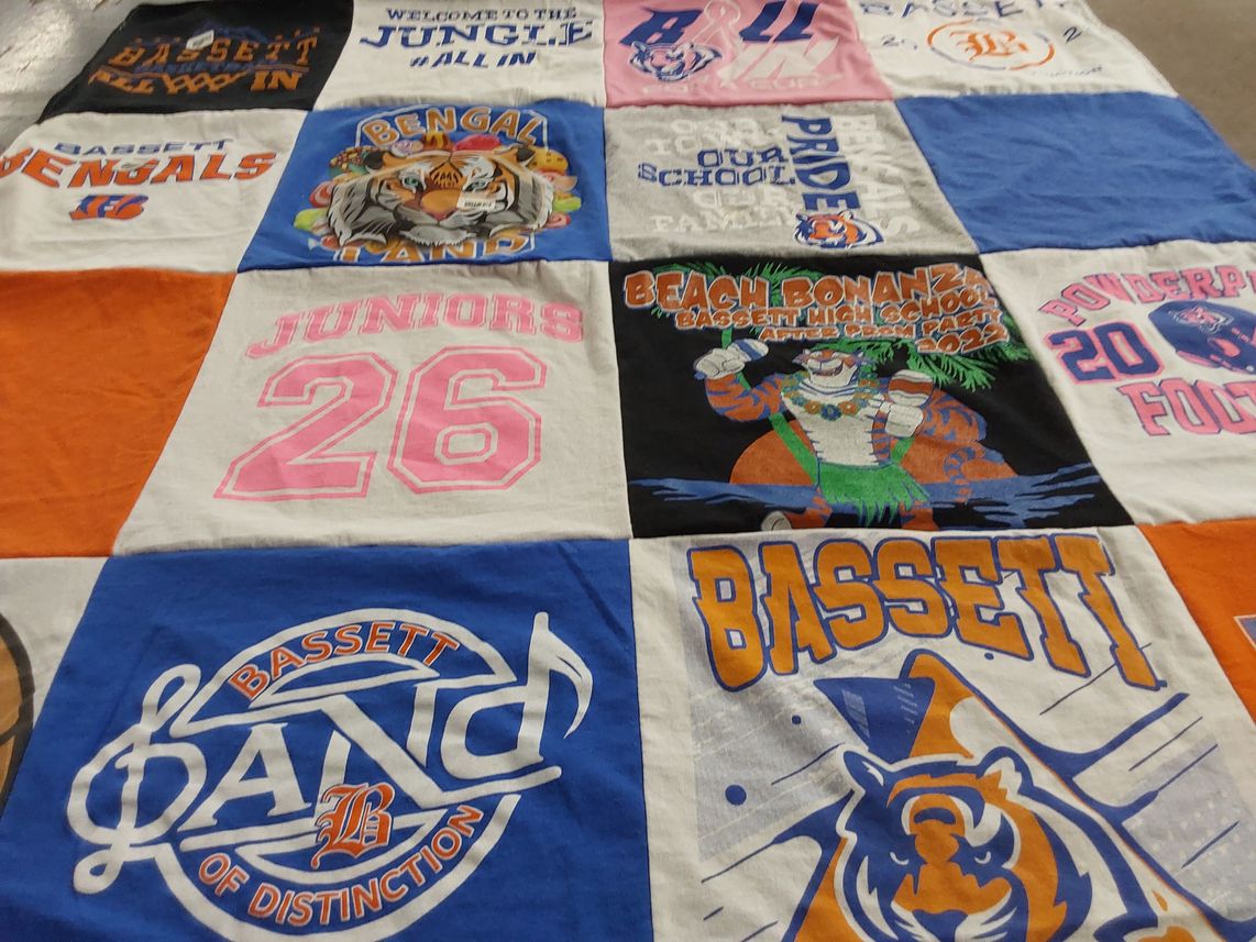 T-shirt quilt featuring bassett bengals by Laura from VA
