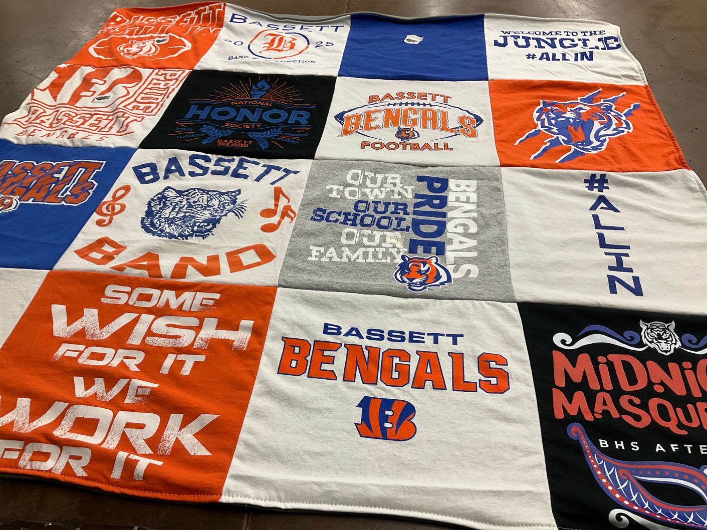 T-shirt quilt featuring bassett bengals football by Laura from VA