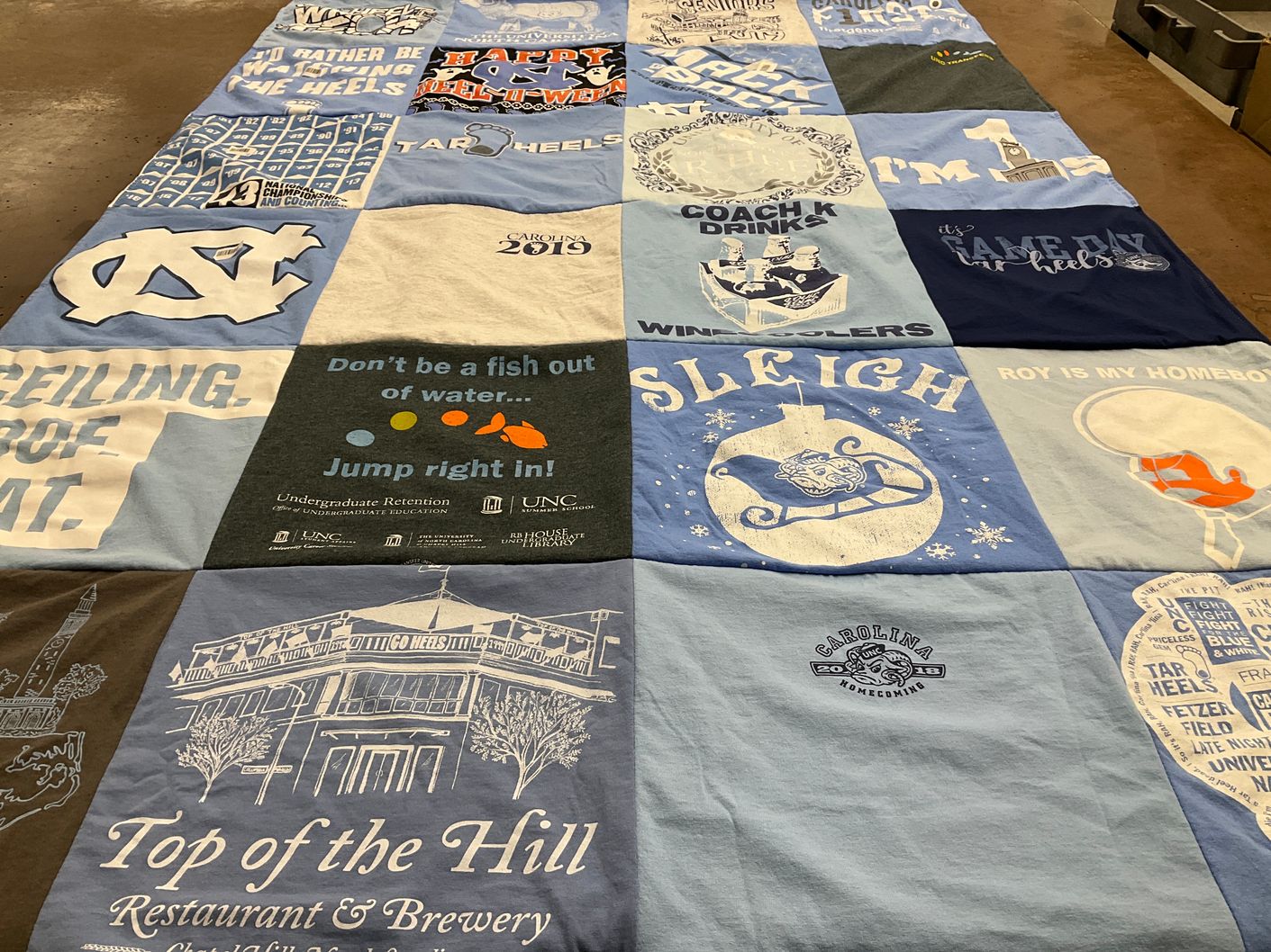 T-shirt quilt featuring north carolina tar heels by Chrisa from NC