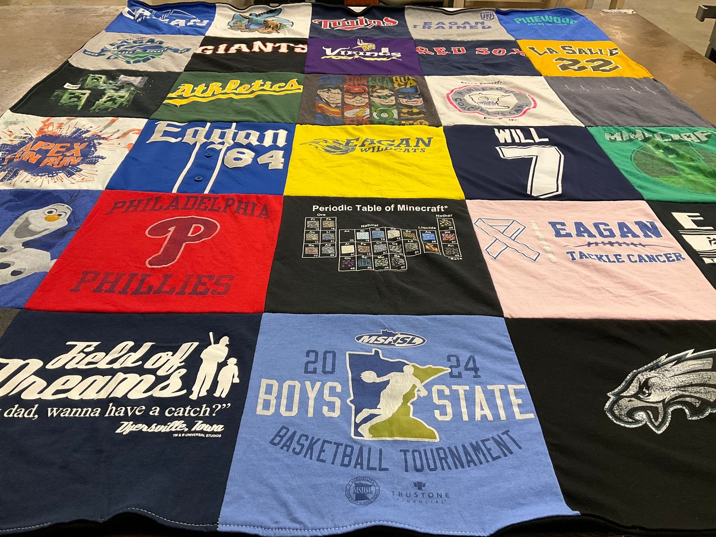 T-shirt quilt featuring philadelphia phillies, eagan wildcats by Carrie from MN