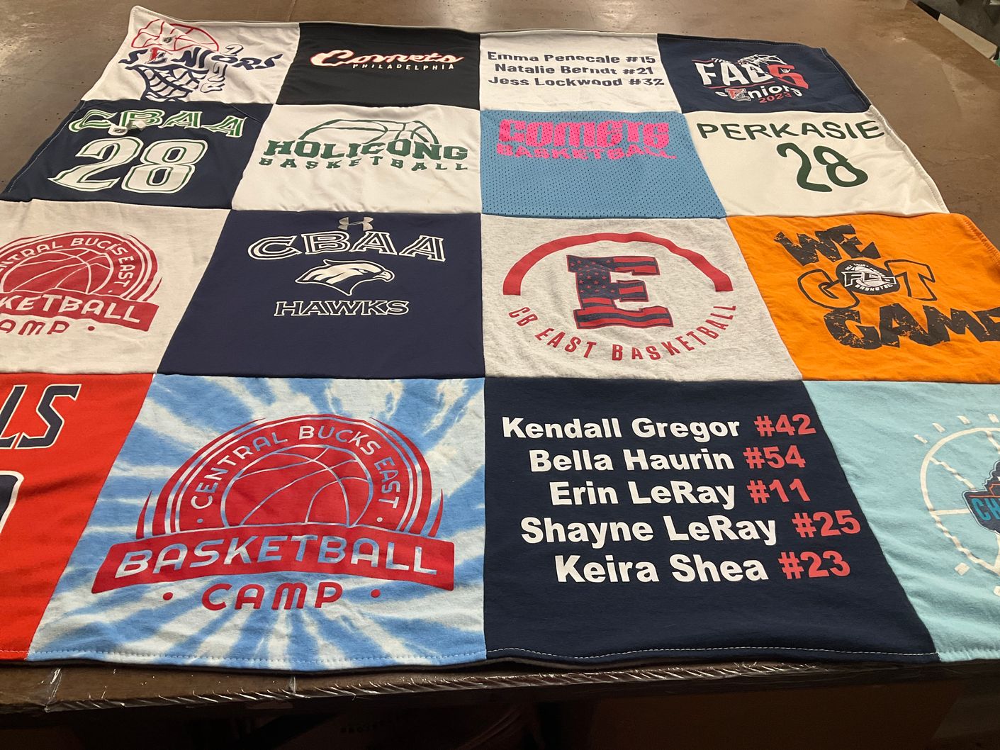 T-shirt quilt featuring cbaa hawks, central bucks east basketball by Rosemary from NJ