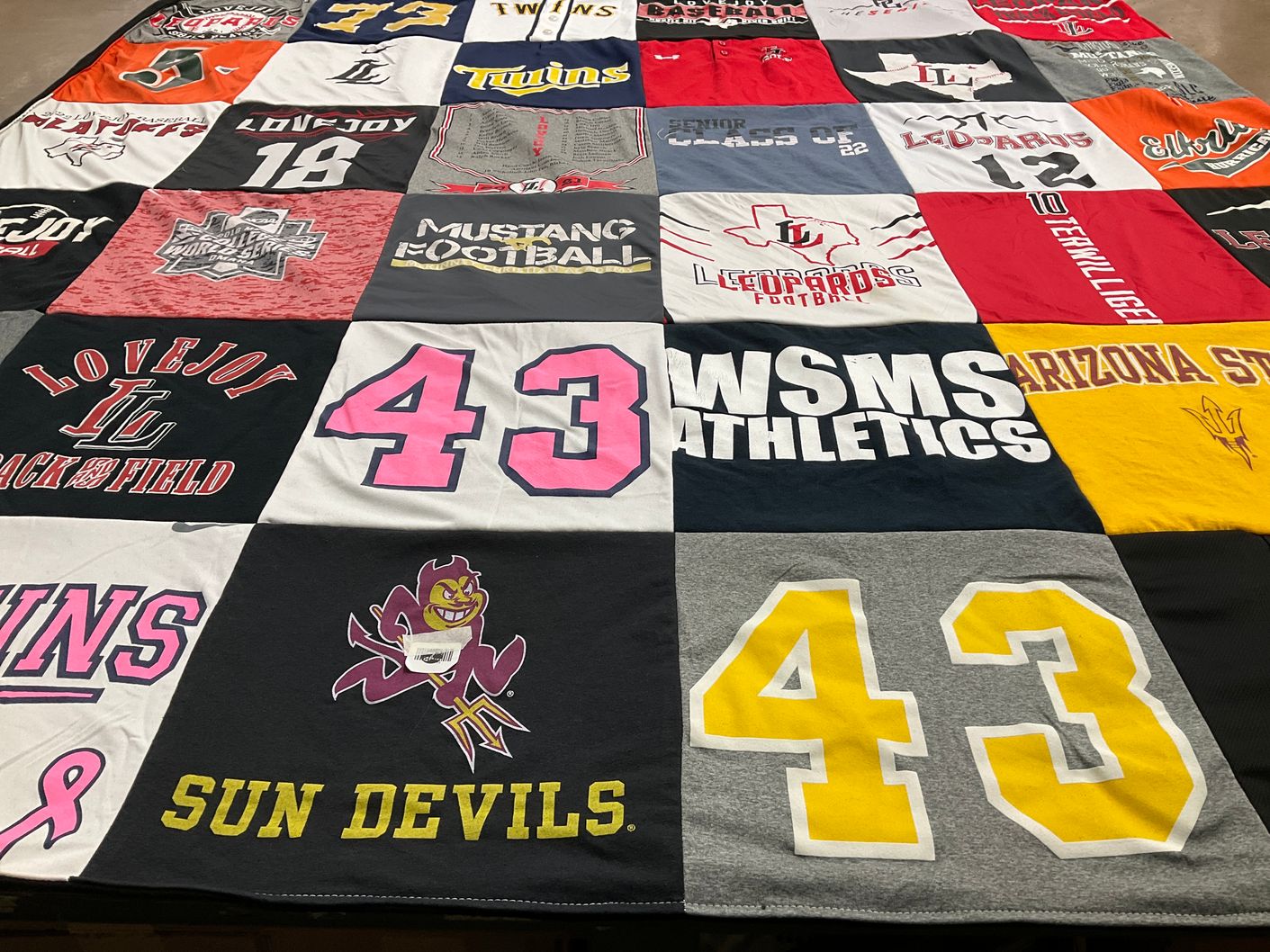 T-shirt quilt featuring lovejoy mustangs, arizona state university sun devils by Kellee from TX