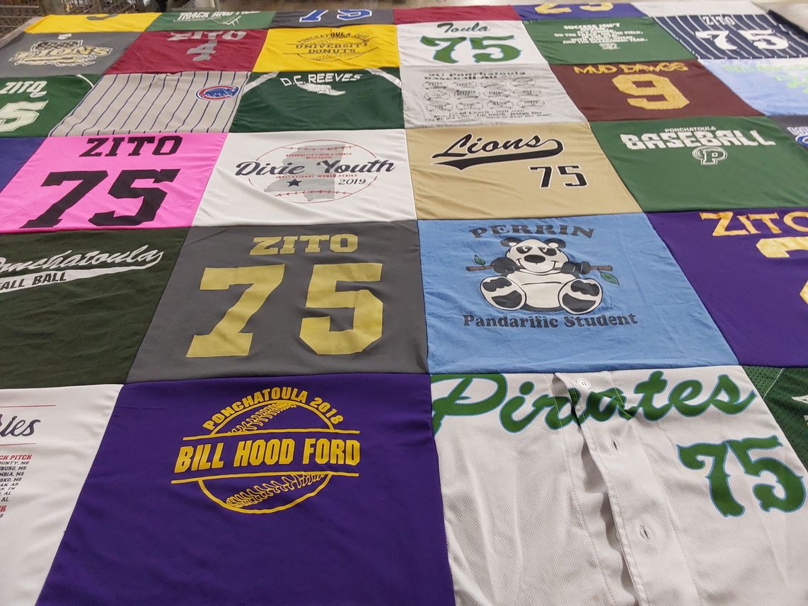 T-shirt quilt featuring ponchatoula pirates by Ashley from LA
