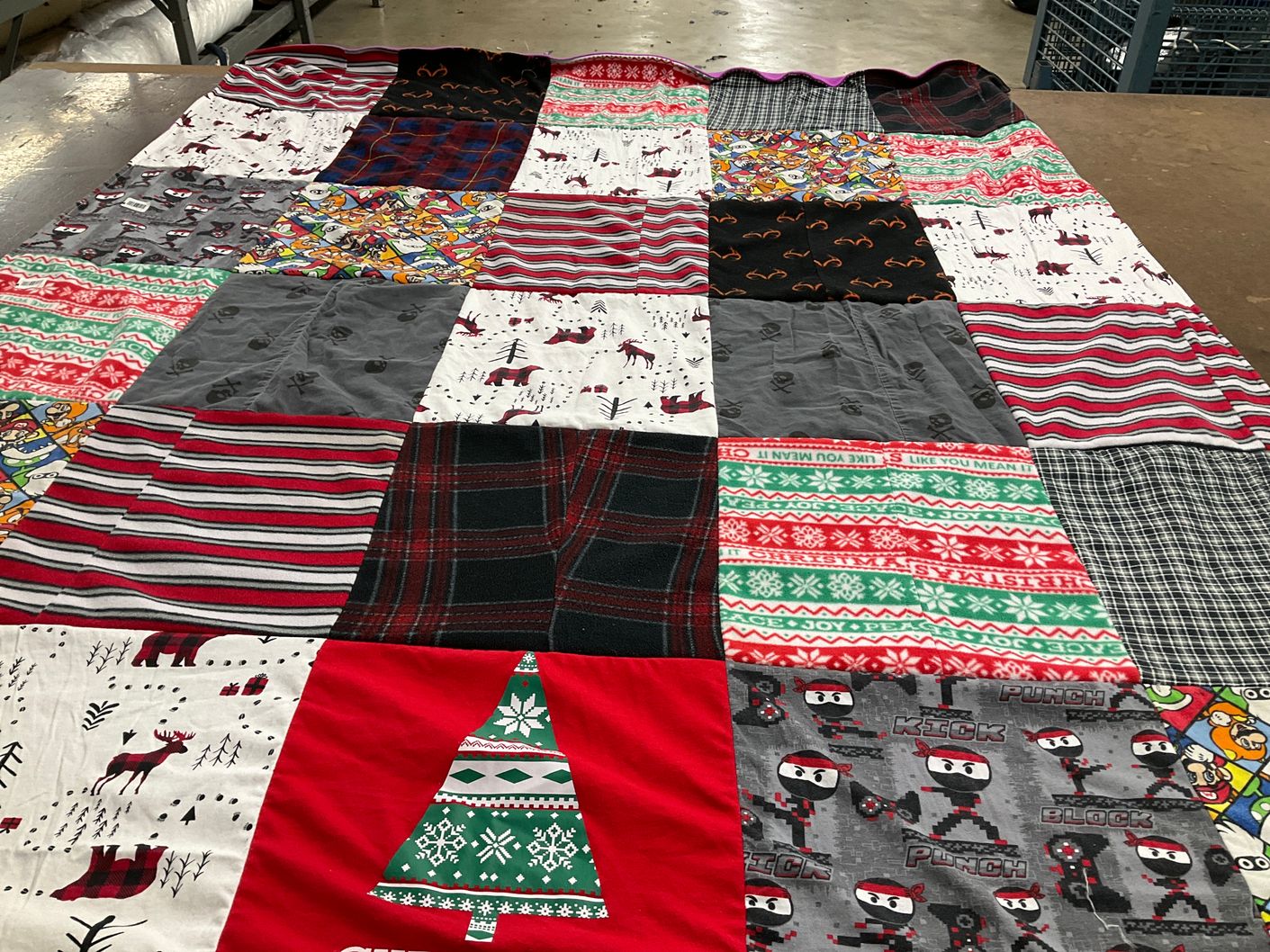 T-shirt quilt with christmas, holiday themes themes by Christina from MD