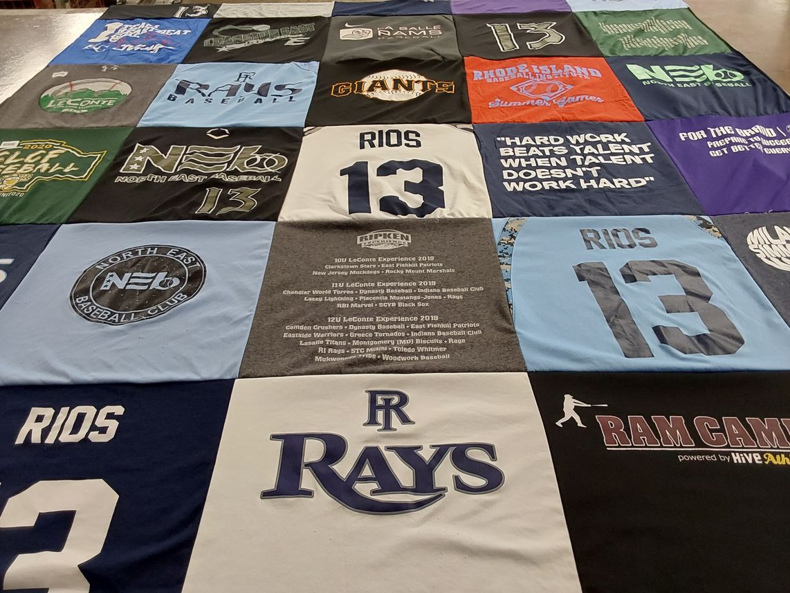 T-shirt quilt featuring northeast baseball club, ri rays by Amy from RI