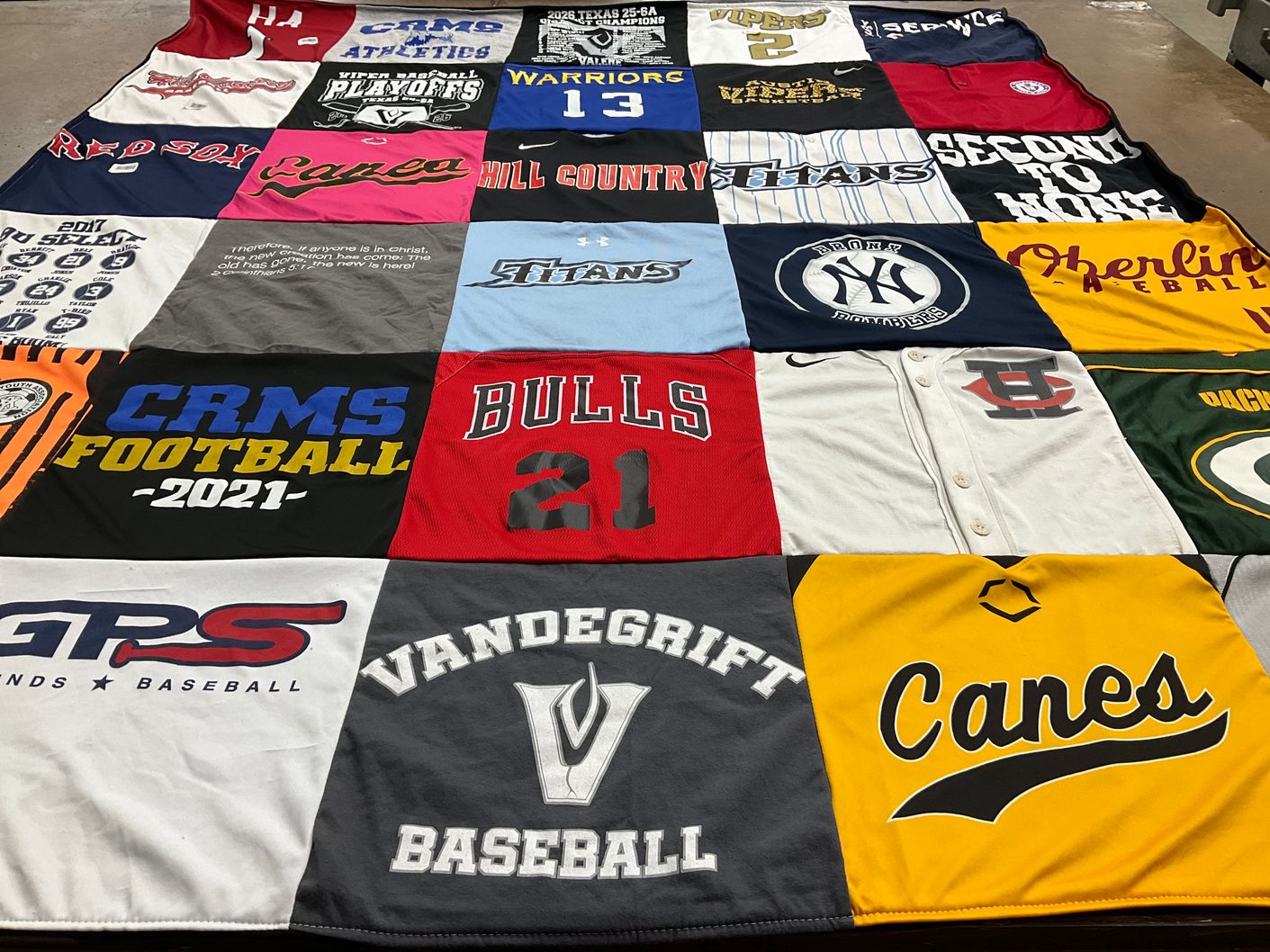 T-shirt quilt featuring crms football team, vandegrift baseball team by alice from TX