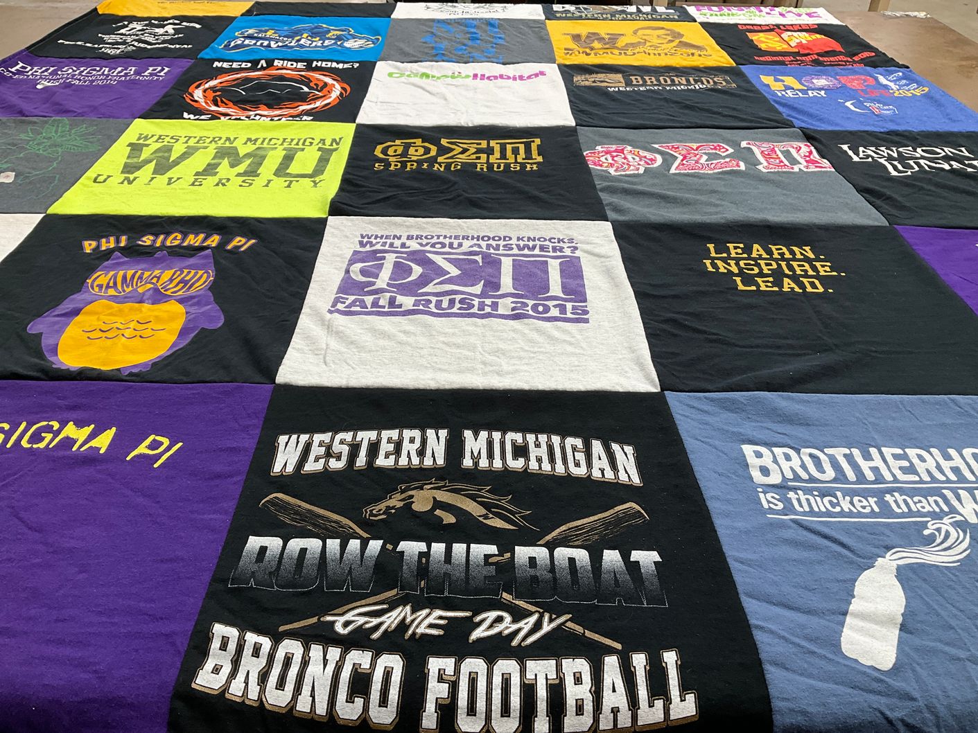 T-shirt quilt featuring western michigan broncos football by Jessica from MI