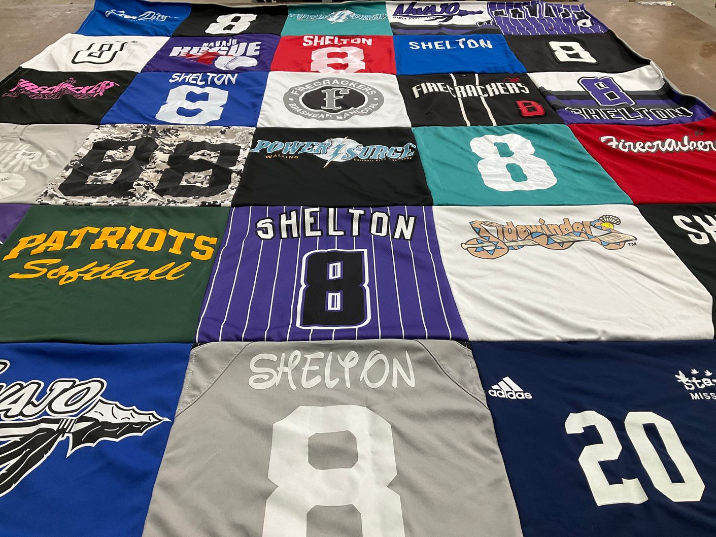 T-shirt quilt featuring patriots softball by Amanda from CA