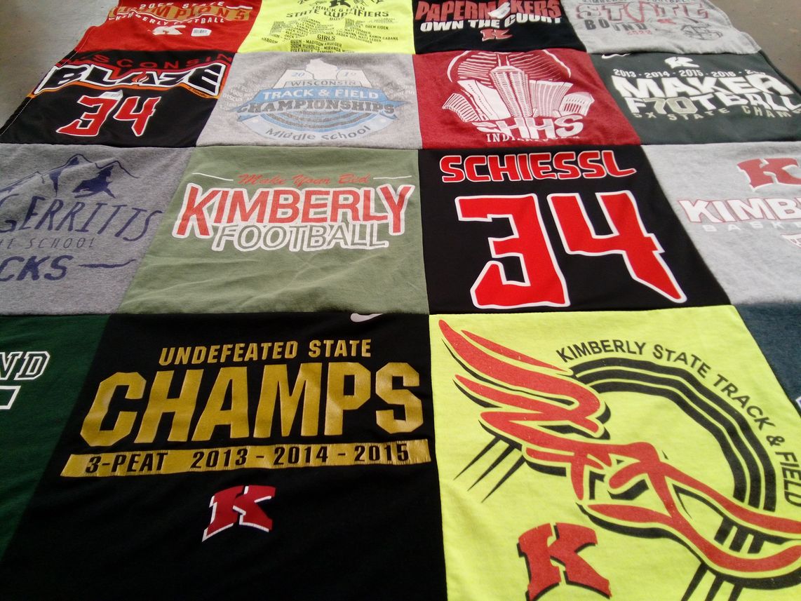 T-shirt quilt featuring kimberly high school football, kimberly high school basketball by Kim from WI