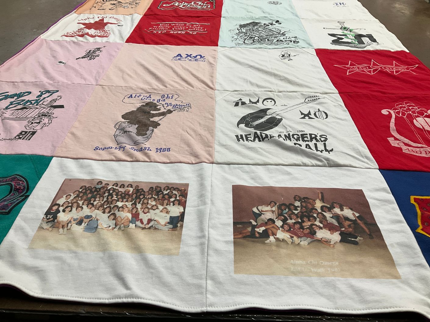 T-shirt quilt with sorority life, sisterhood themes by Crystal from MI