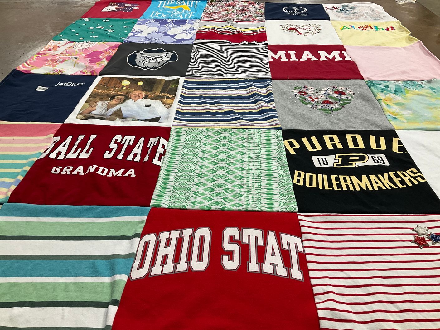 T-shirt quilt from ball state university, purdue university by Amy from IN