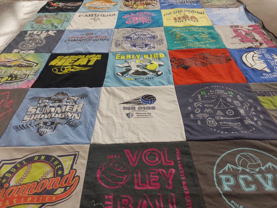 T-shirt quilt featuring carolina heat, big digs volleyball by Jatana from NC