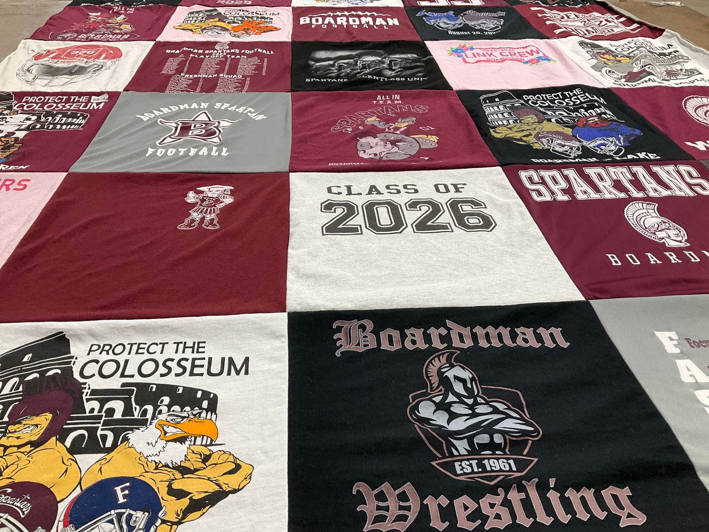 T-shirt quilt featuring boardman spartans football, boardman spartans wrestling by Daniel from OH