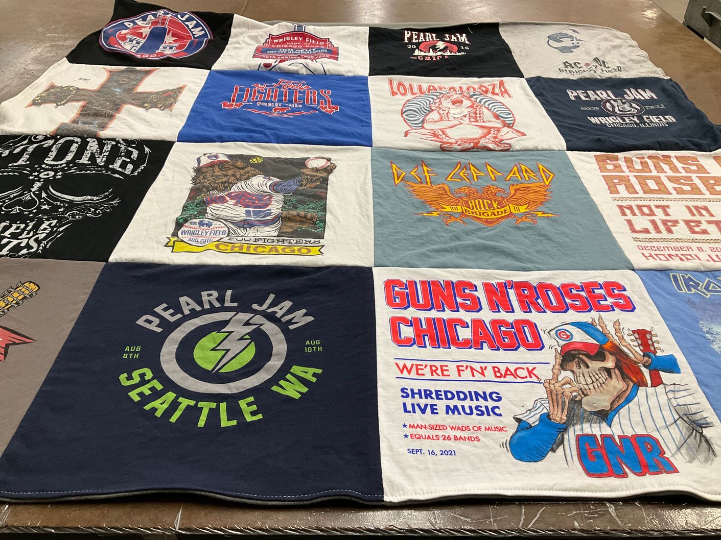 T-shirt quilt with music, rock themes by Mark from IL