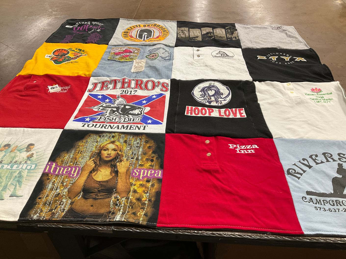 T-shirt quilt with sports, music themes by Jenni from MO