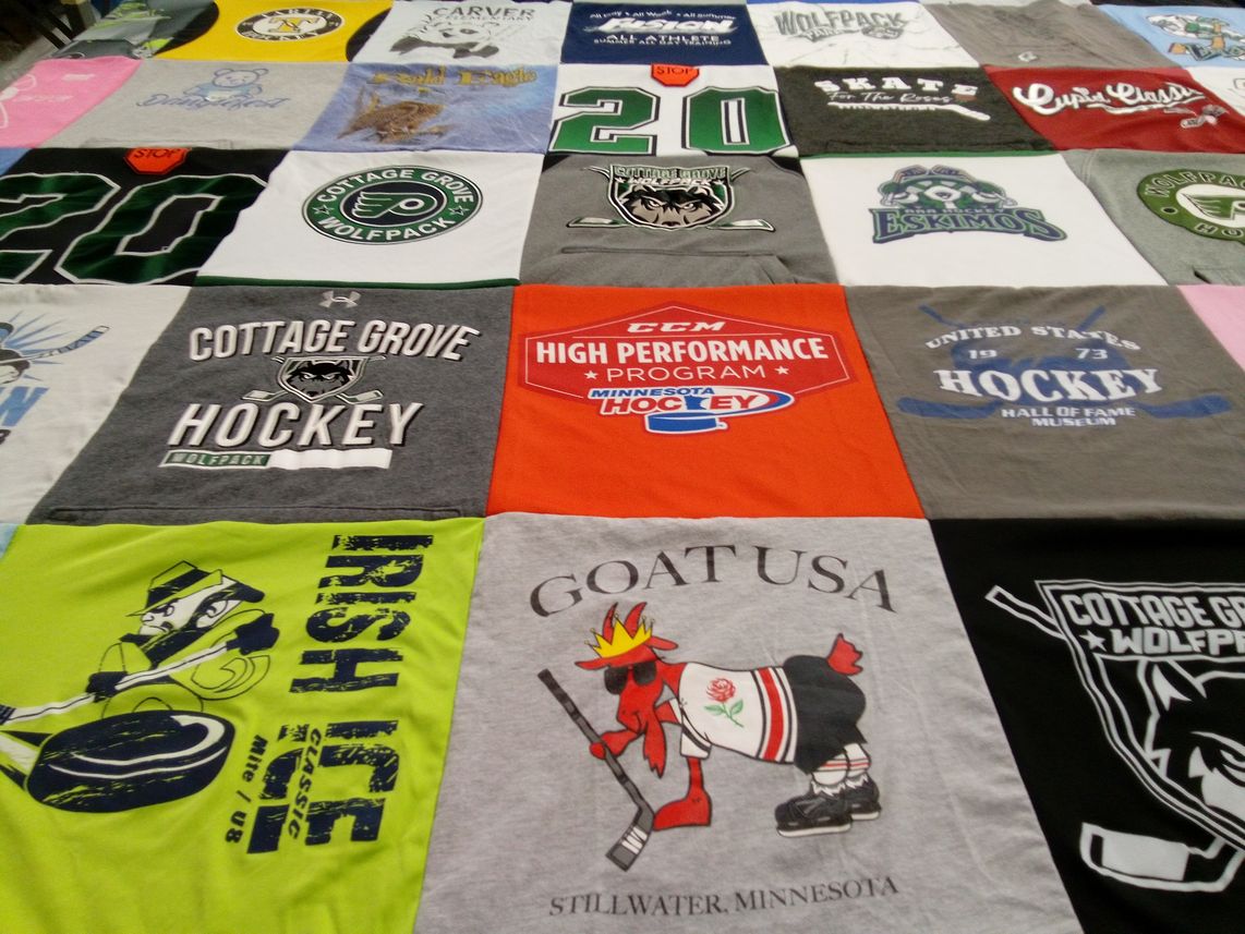 T-shirt quilt featuring cottage grove wolfpack by Cheryl from MN