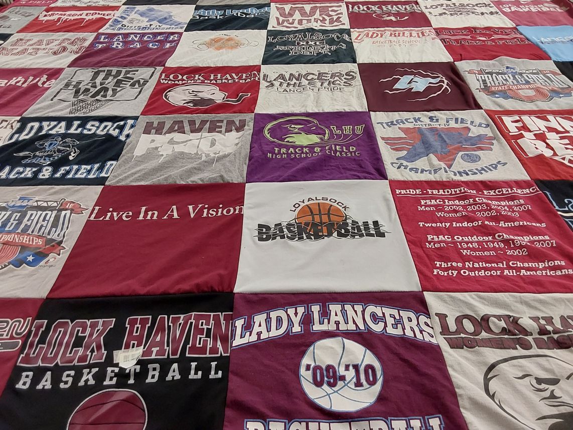 T-shirt quilt featuring lady lancers basketball, loyalsock basketball by Kristie from PA