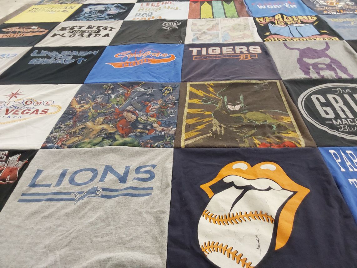 T-shirt quilt featuring detroit lions by Pamela from MI