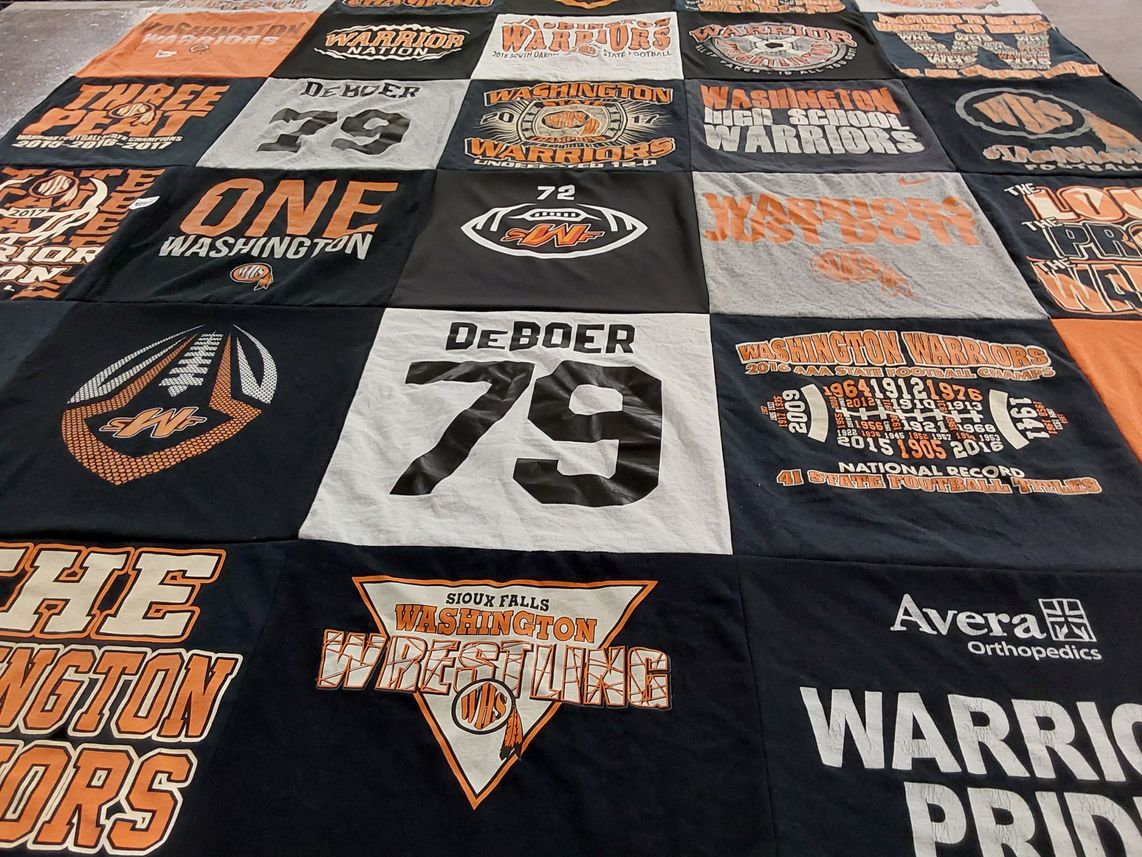 T-shirt quilt featuring washington warriors by Sonya and Dave from SD
