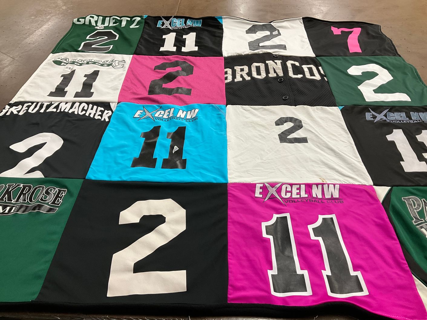 T-shirt quilt with volleyball themes by Lexy from OR