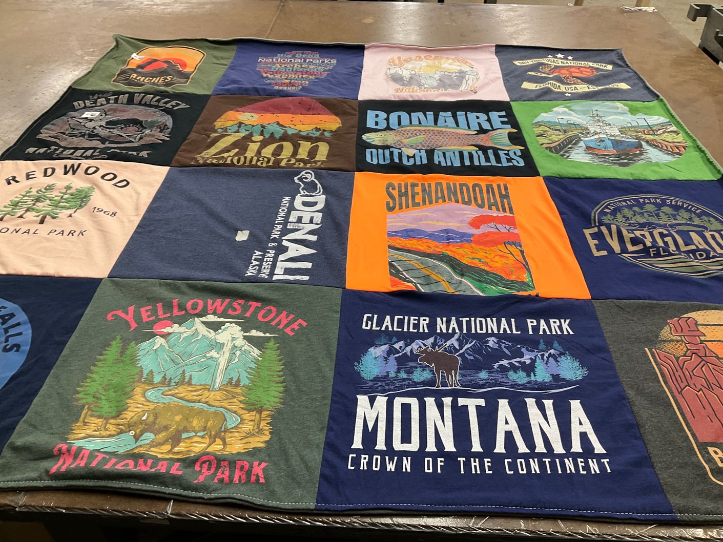 T-shirt quilt with national parks, nature themes by Susan from TN