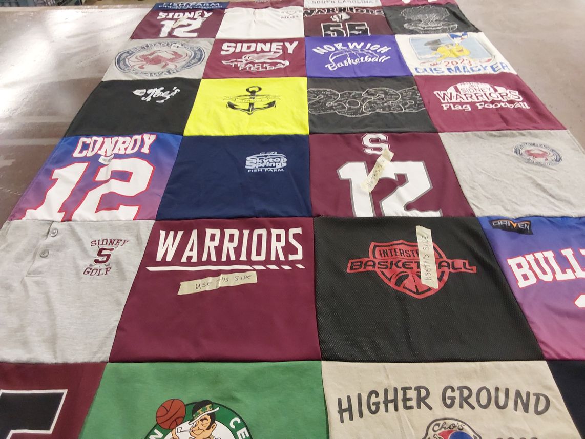 T-shirt quilt featuring sidney warriors, sidney bulldogs by Jennifer from NY
