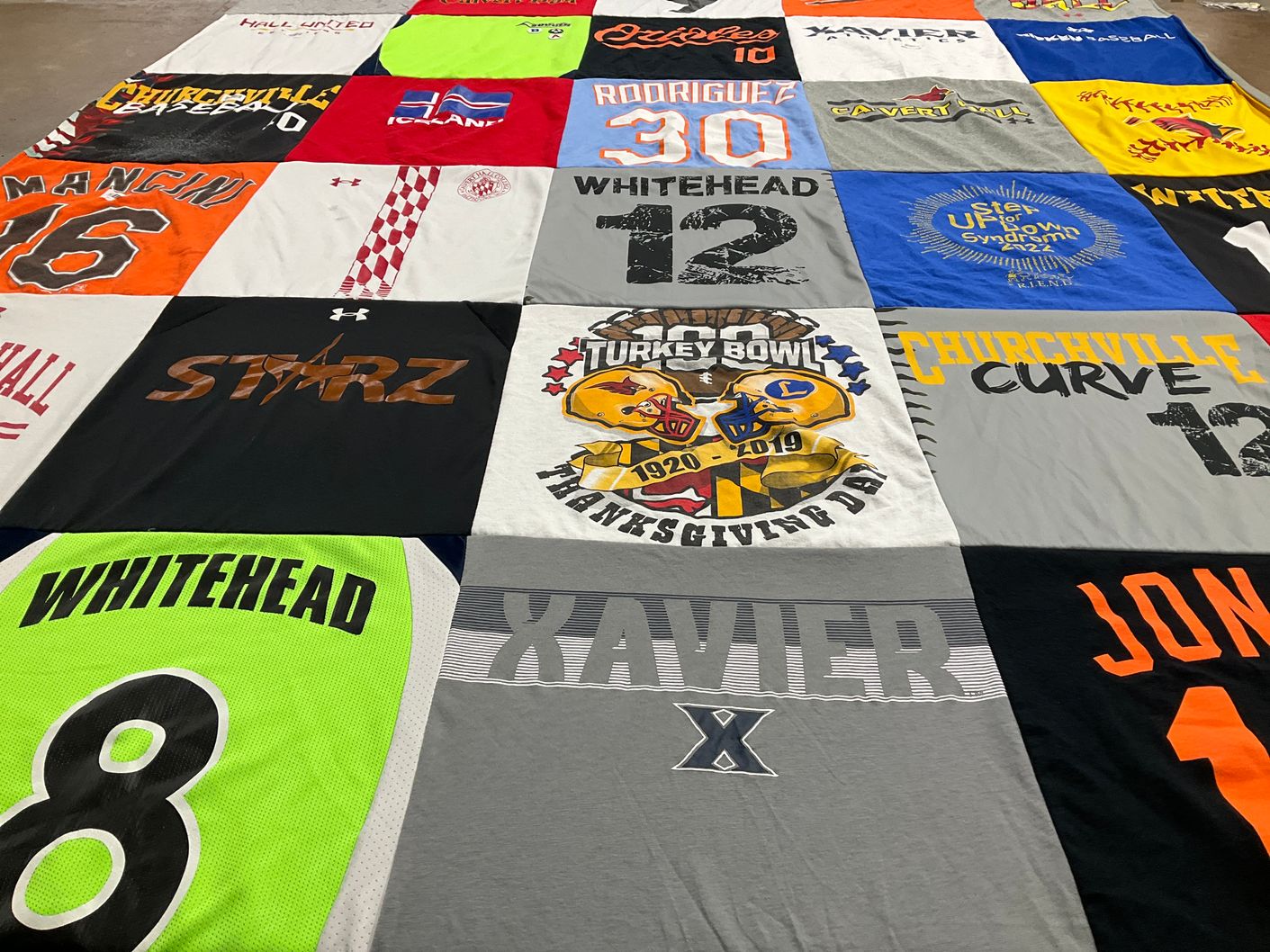 T-shirt quilt from xavier university, churchville high school by Robert from MD