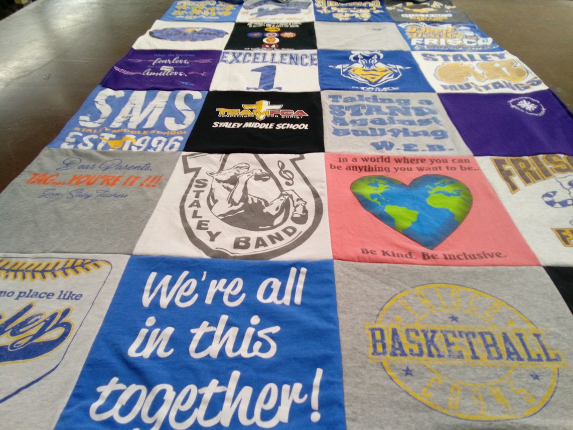 T-shirt quilt from staley middle school by Christine from TX
