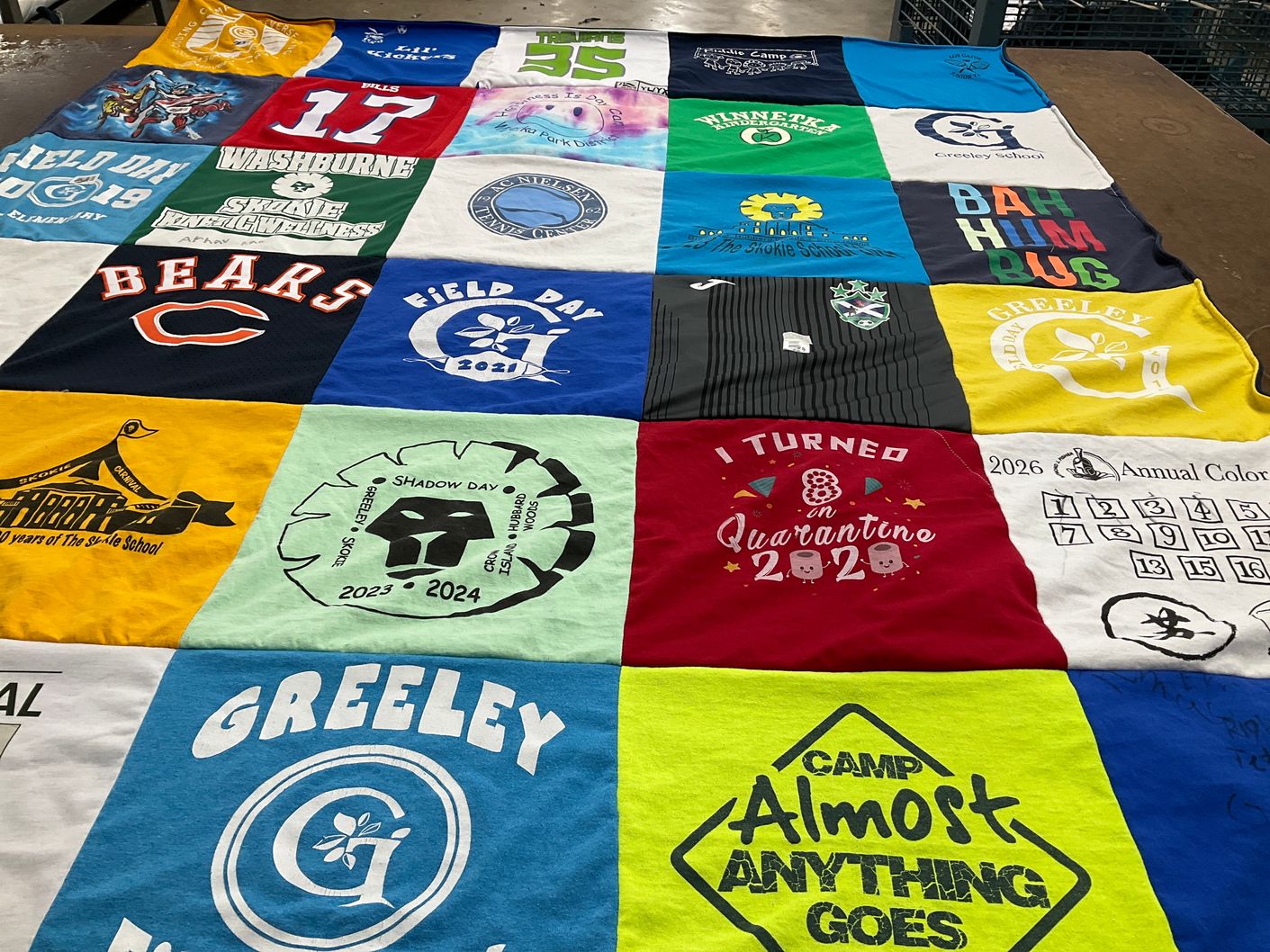 T-shirt quilt from greely middle school by simran from CA