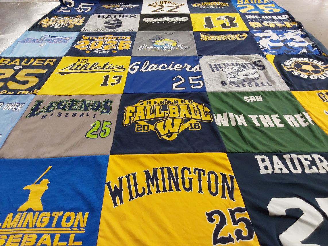 T-shirt quilt featuring wilmington baseball, shentango fall ball by Jennifer from PA
