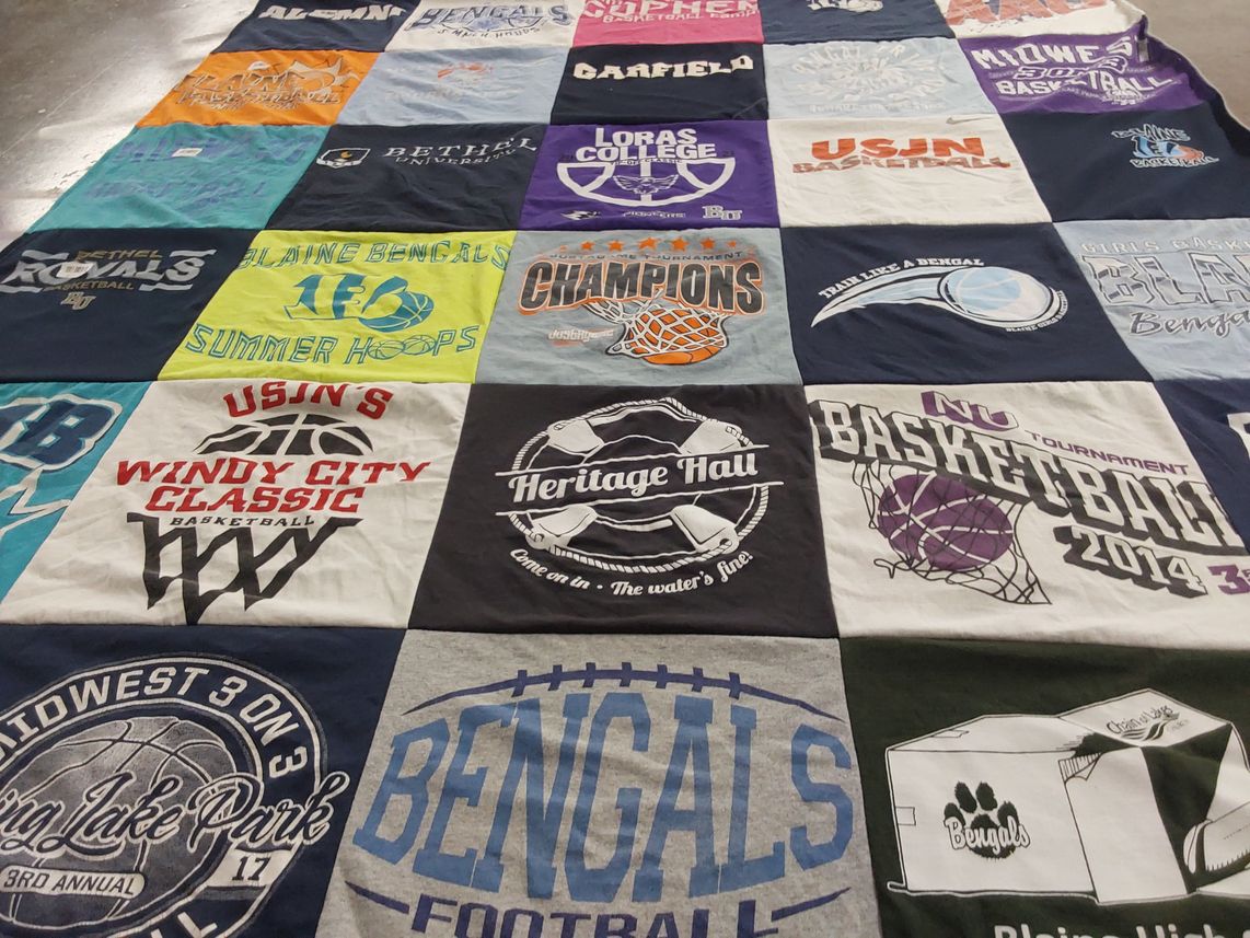 T-shirt quilt featuring bengals basketball, royals basketball by Tamara from MN