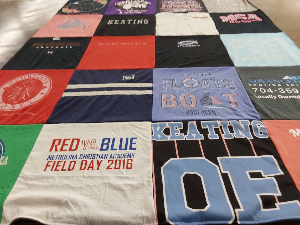 T-shirt quilt from metrolina christian academy by Cynthia from NC