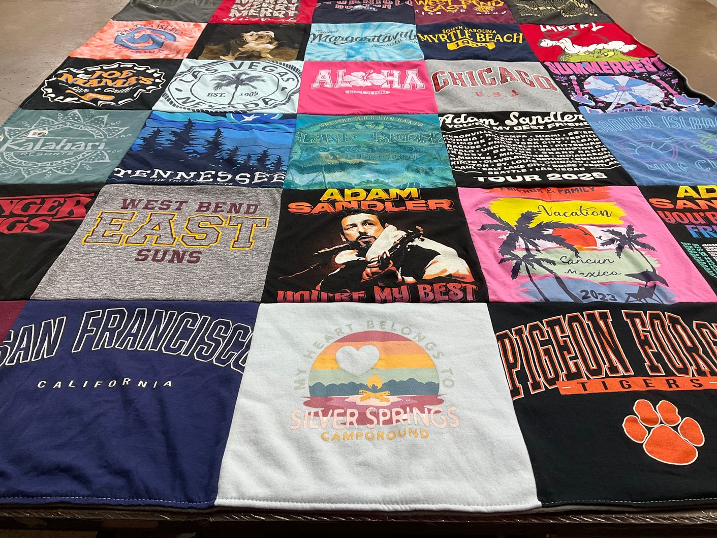T-shirt quilt featuring pigeon forge tigers by Dave from WI