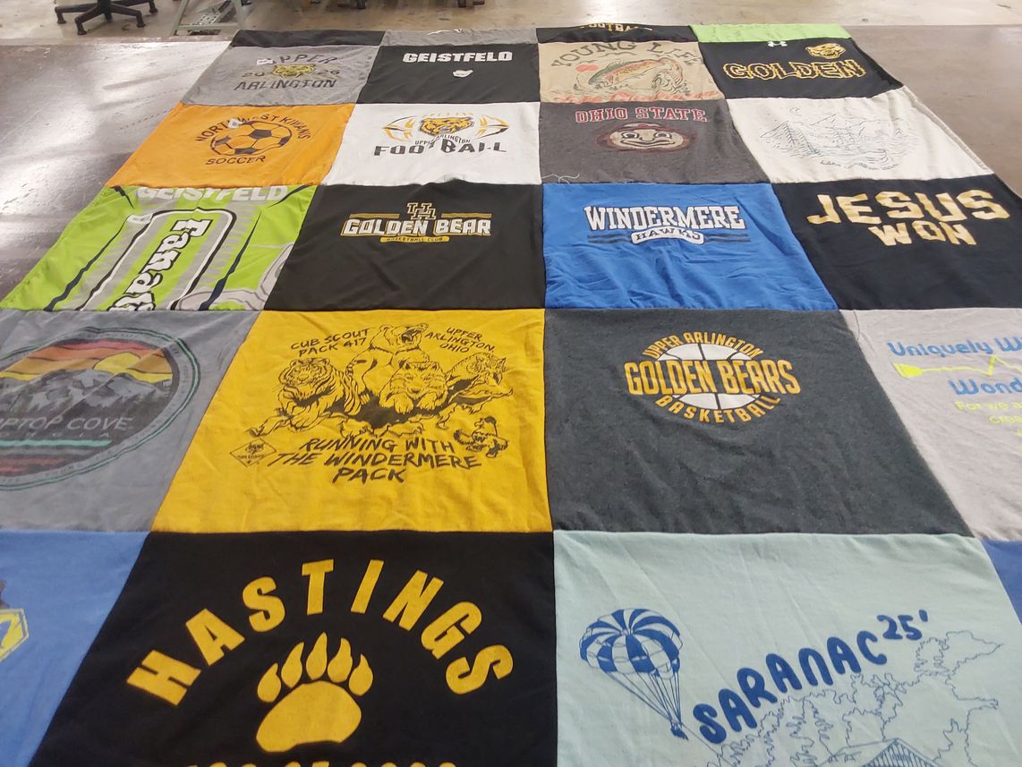 T-shirt quilt featuring upper arlington golden bears basketball, geisfeld soccer by Jennifer from OH
