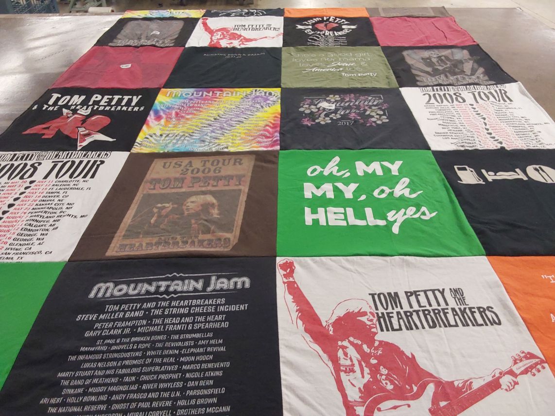 T-shirt quilt with music, concerts themes by Rob from NC