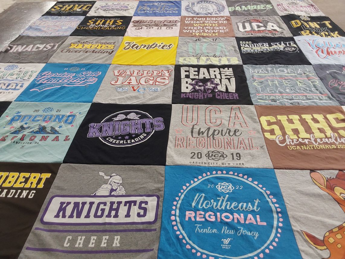 T-shirt quilt featuring knights cheer, valley jags cheer by Denise from PA