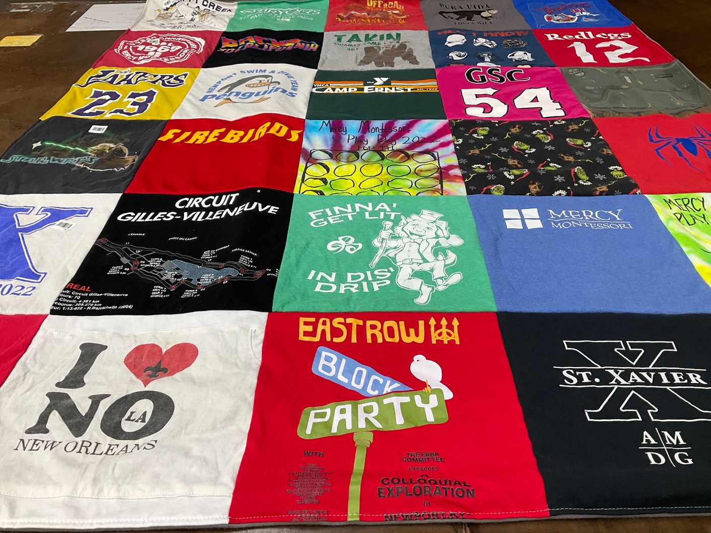 T-shirt quilt featuring los angeles lakers, firebirds by JULIE from KY