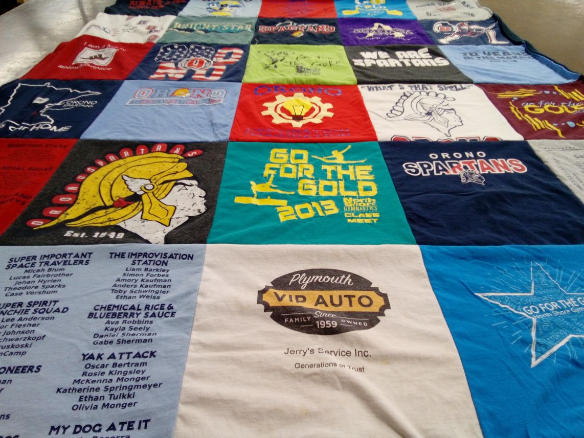 T-shirt quilt featuring orono spartans by Mesa from MN