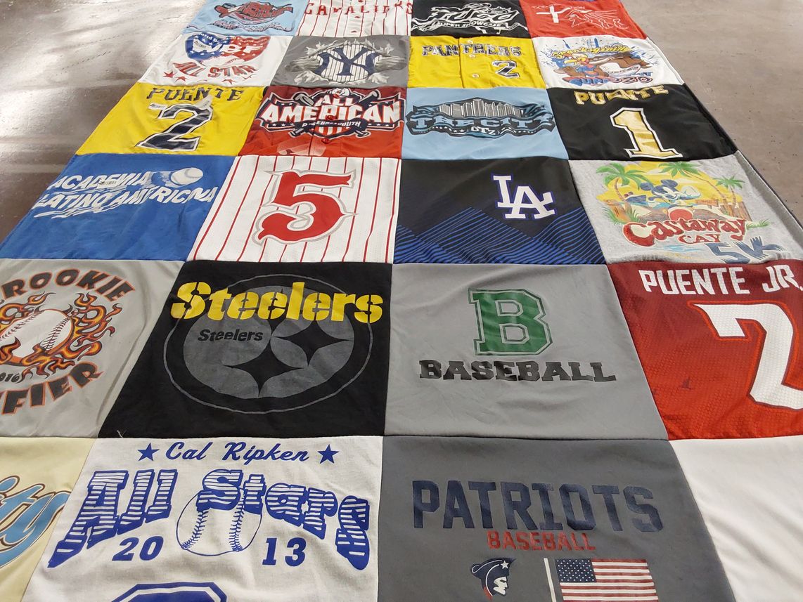 T-shirt quilt featuring pittsburgh steelers, new england patriots by Tahimary from FL