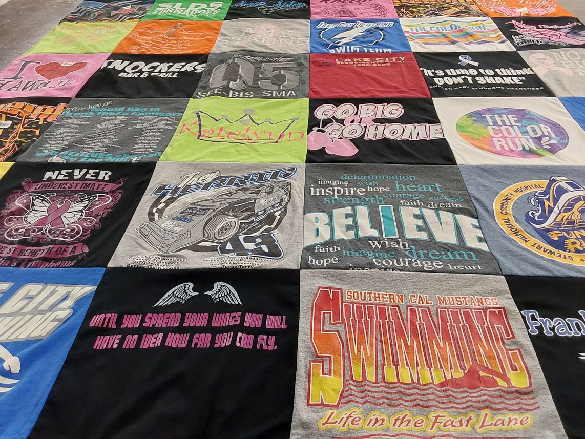 T-shirt quilt from southern california mustangs, lake city by Dee from IA