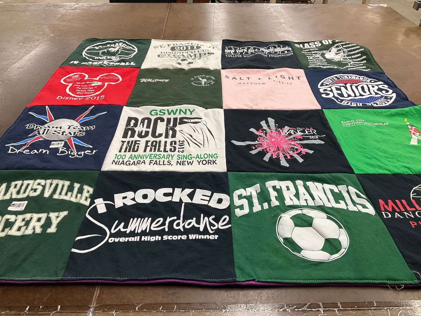 T-shirt quilt from st francis college by Whitney from NY