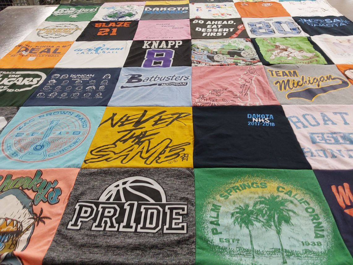 T-shirt quilt featuring michigan team by Annemarie from SC
