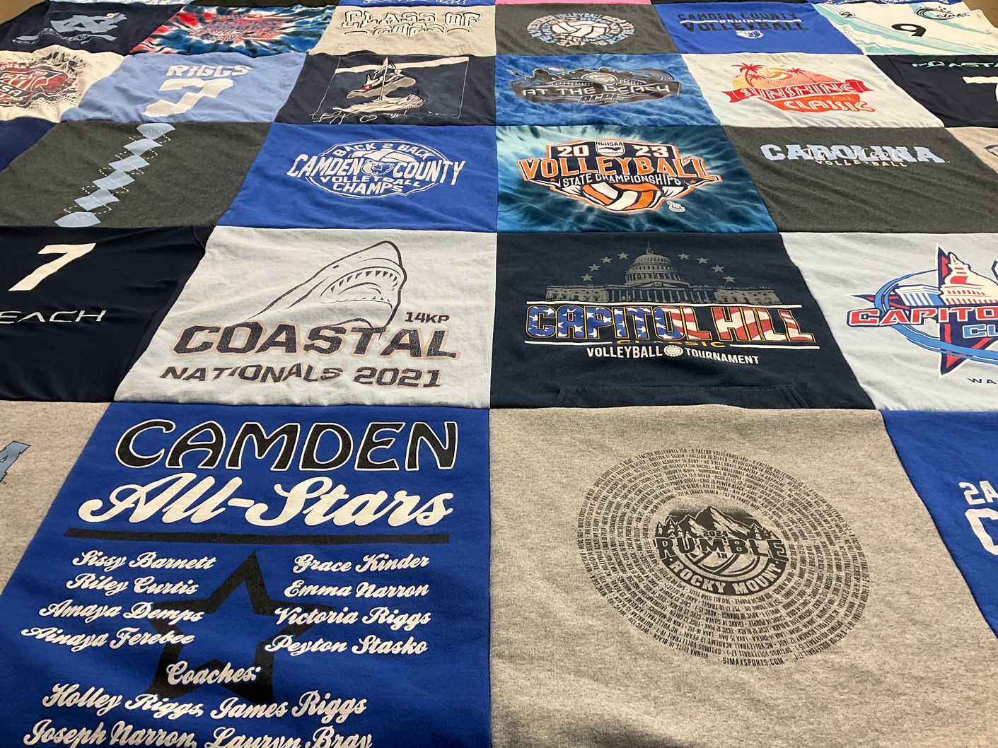 T-shirt quilt featuring camden all-stars, carolina volleyball by James from NC