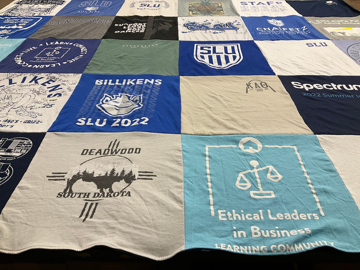 T-shirt quilt featuring saint louis university billikens by Emily from MO