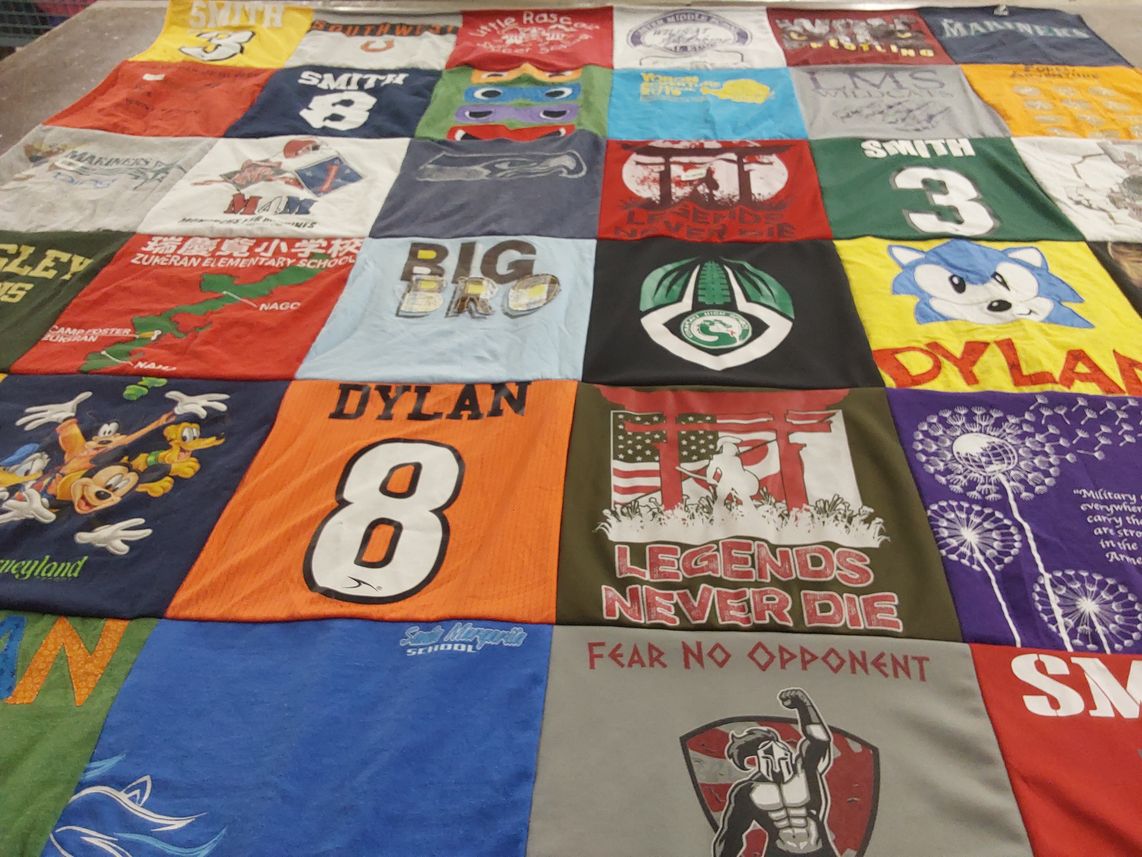 T-shirt quilt from zurenan elementary school by Kelly M smith from NC