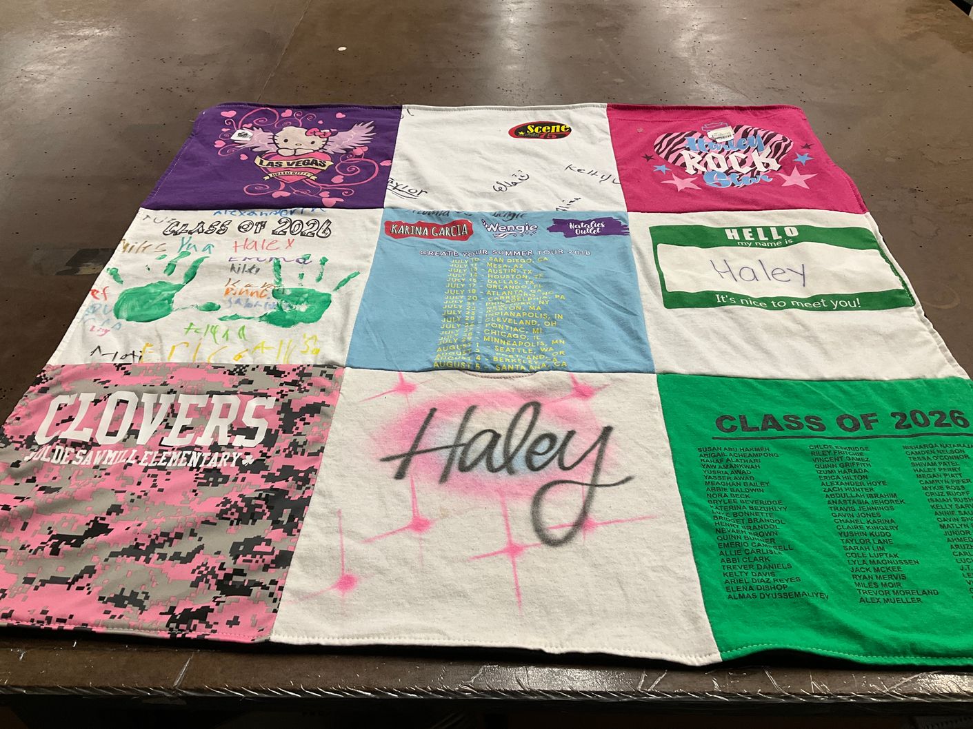 T-shirt quilt from old saybrook elementary school by Camille from OH